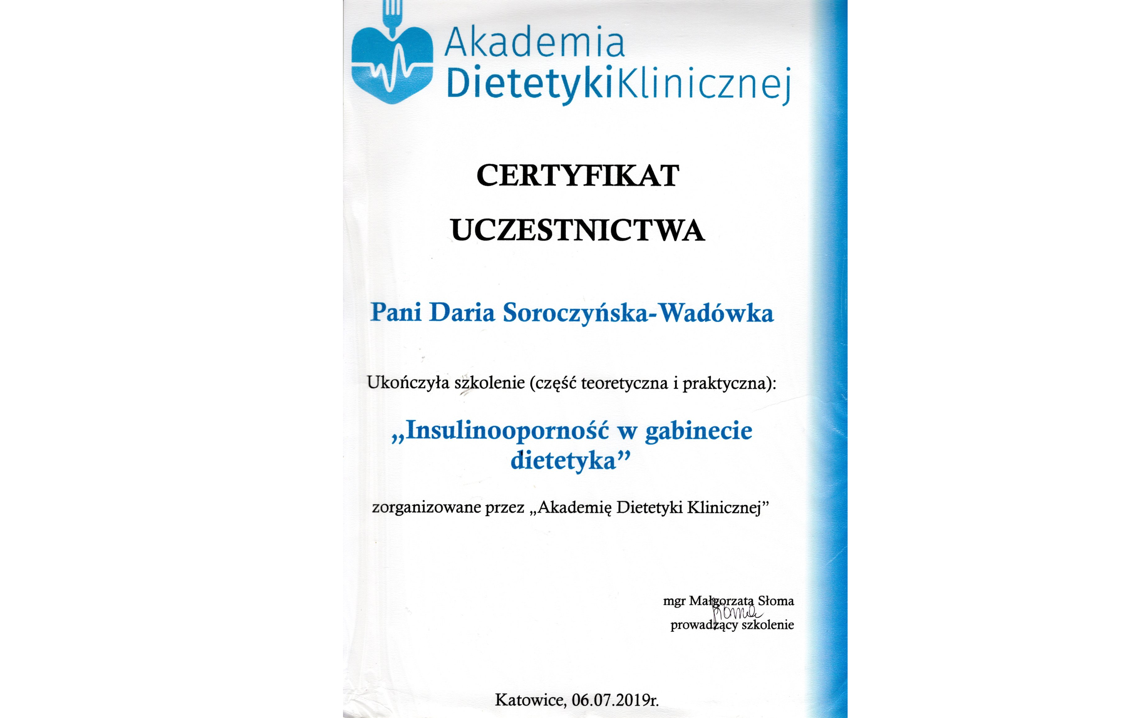 insuinooporność certyfikat